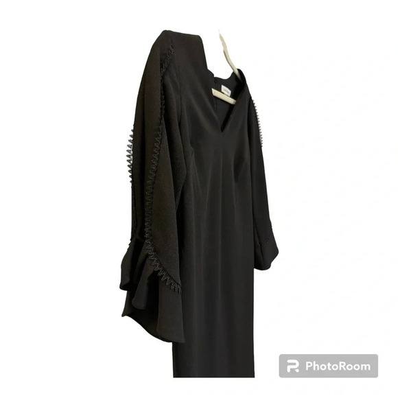 Calvin Klein Black Sheath Dress Size 8 Bell Sleeves Work Office Professional - Picture 3 of 5